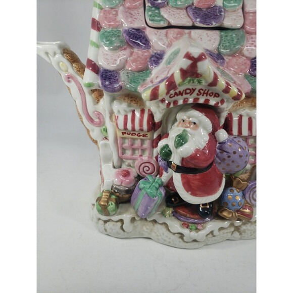 Fitz & Floyd Candy Lane Express Candy Shop Teapot Santa Claus Fudge Ceramic - Picture 5 of 16